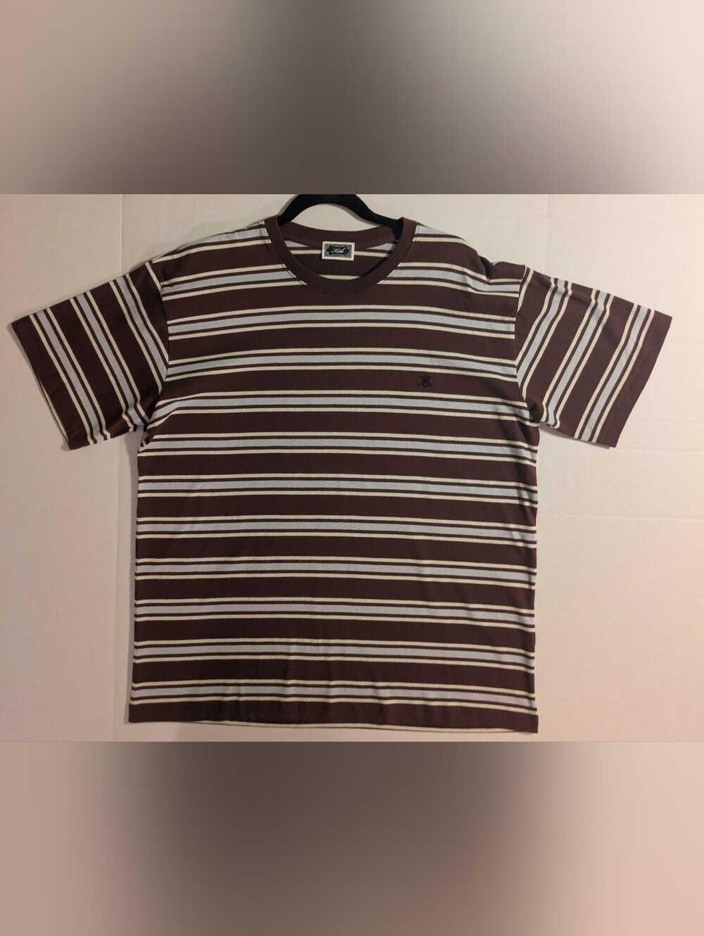 Kith Men's Brown & Cream Striped Short Sleeve T-Shirt- L (NWOT)